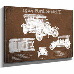 1924 Ford Model T Vintage Blueprint Auto Print