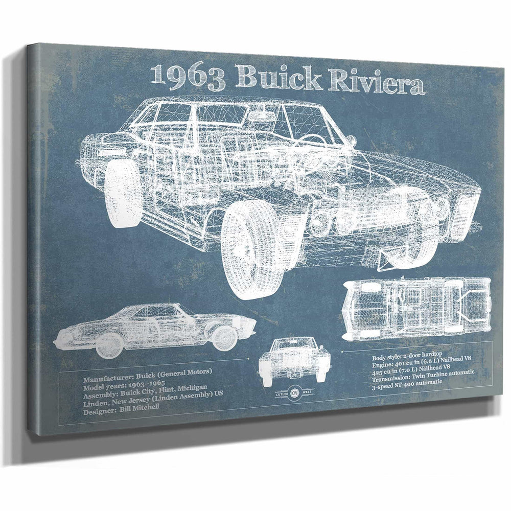1963 Buick Riviera Vintage Blueprint Auto Print