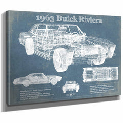1963 Buick Riviera Vintage Blueprint Auto Print