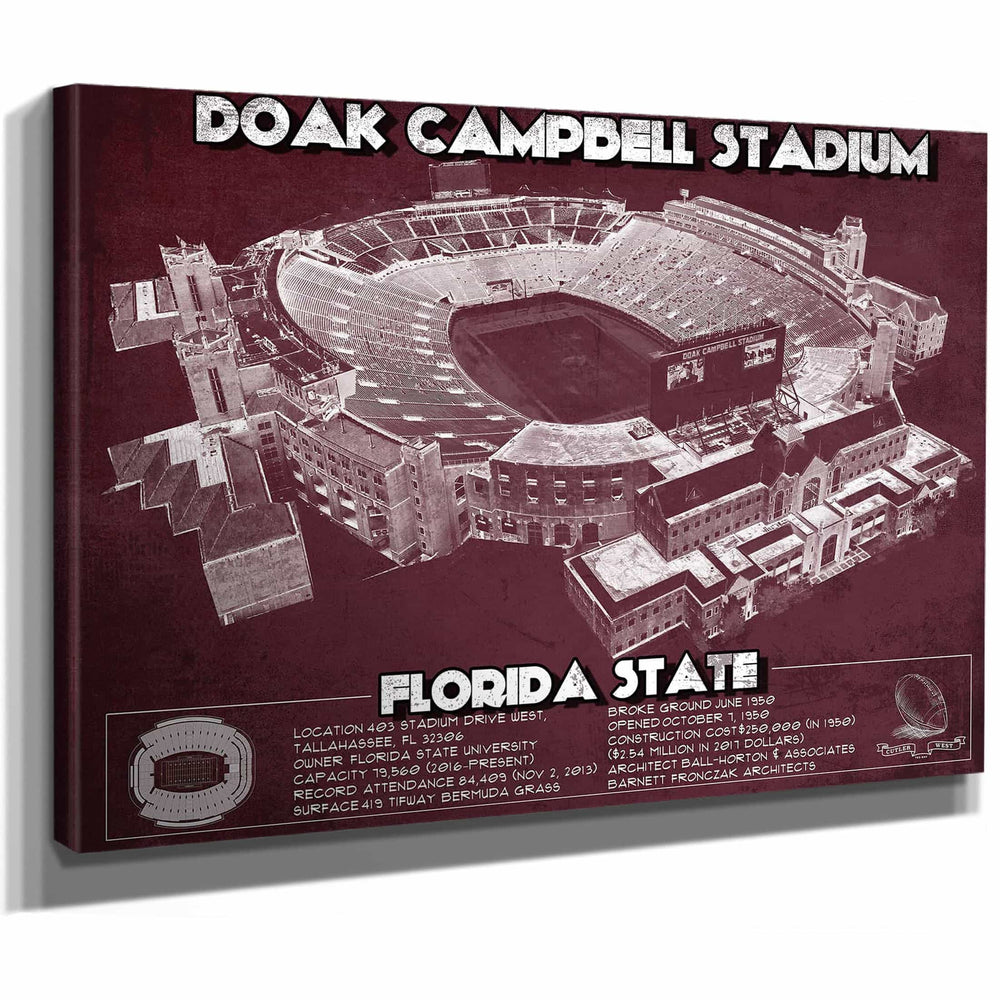 Florida State Seminoles - Doak Campbell Stadium Vintage FSU College Football Art Print