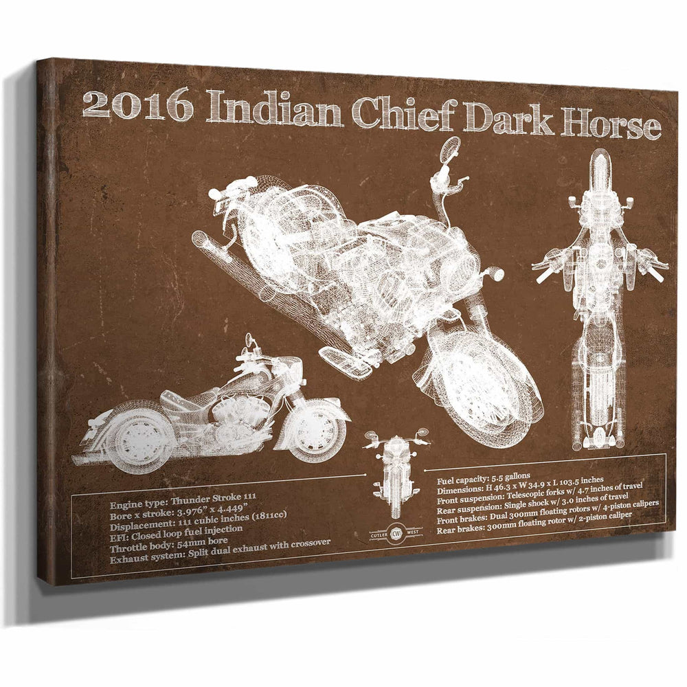 2016-2019 Indian Chief Dark Horse Motorcycle Patent Print