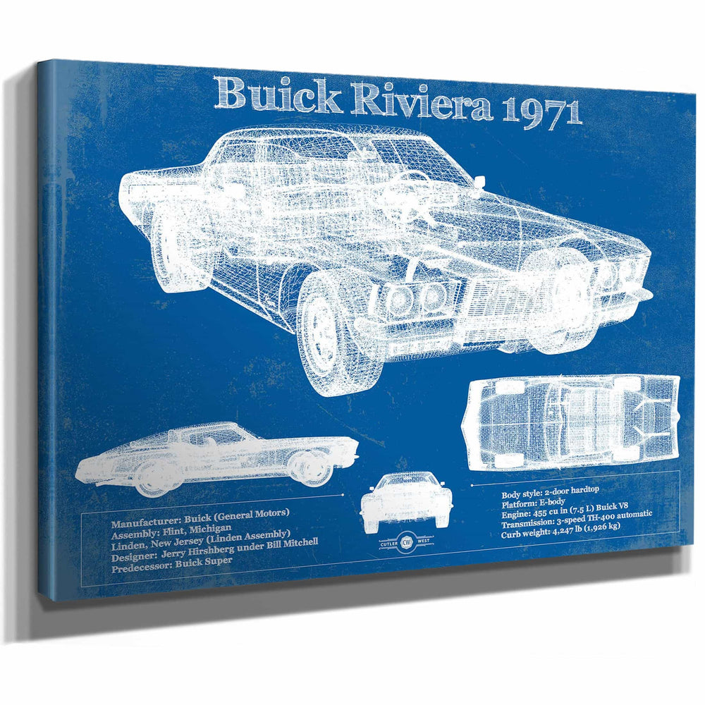 1971 Buick Riviera Blueprint Vintage Auto Print