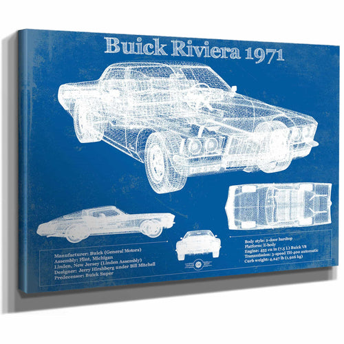 1971 Buick Riviera Blueprint Vintage Auto Print