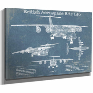 British Aerospace BAe 146 / Avro RJ Vintage Aviation Blueprint Print