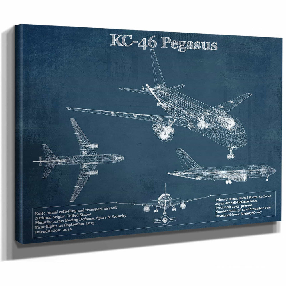 Boeing KC-46 Pegasus Vintage Aviation Blueprint Print - Custom Pilot Name Can Be Added