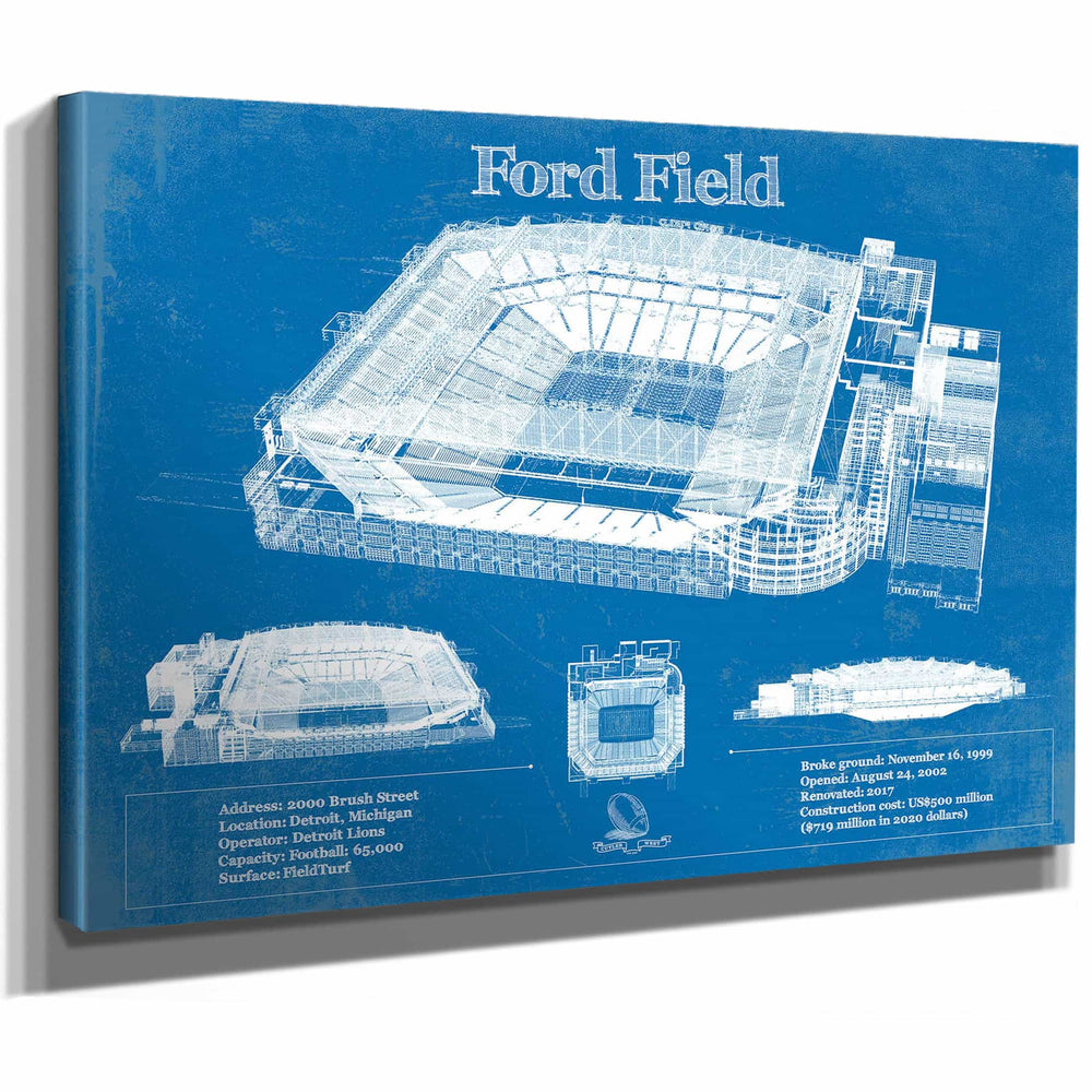 Vintage Detroit Lions Ford Field Vintage Wall Art