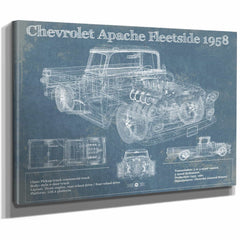 Cheverolet Apache Fleetside 1958 Vintage Blueprint Truck Print