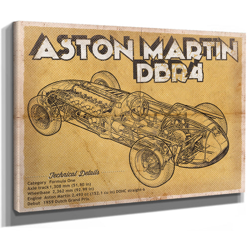 Aston Martin DB9 Blueprint Vintage Auto Print