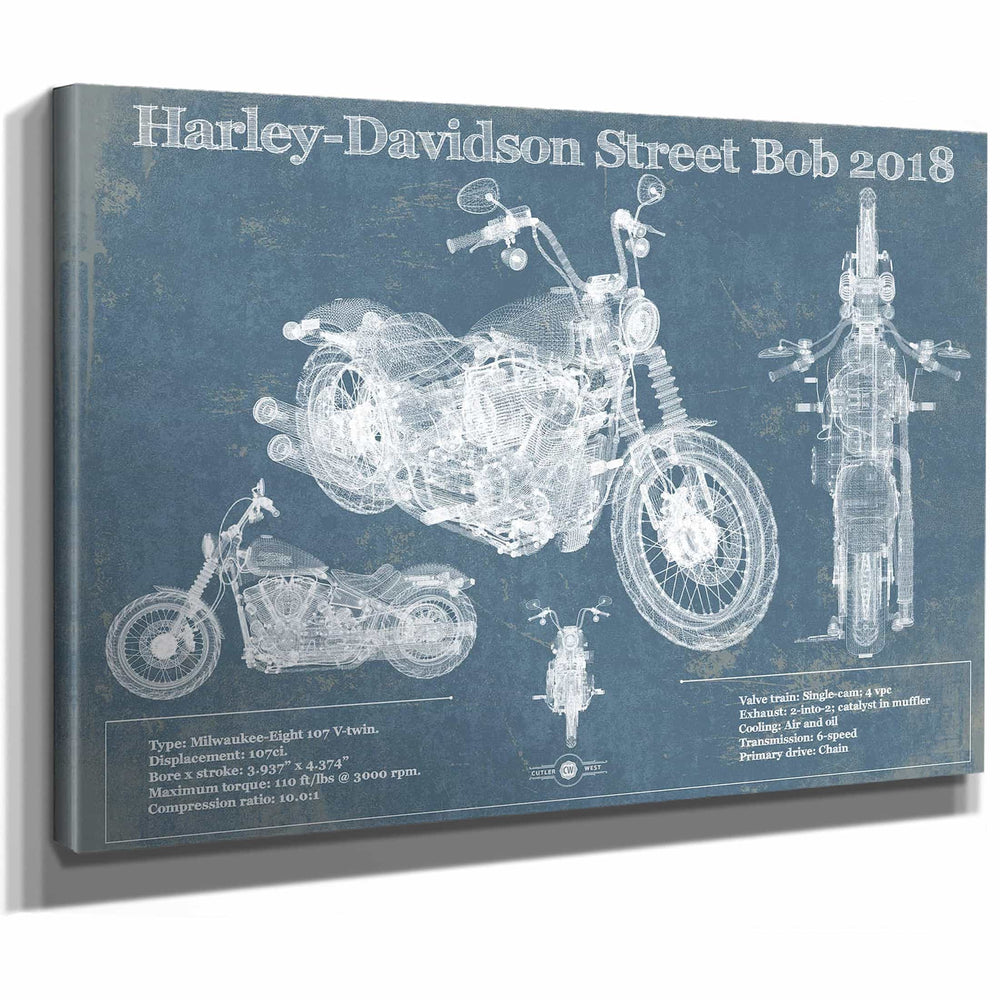Harley-Davidson Street Bob 2018 Blueprint Motorcycle Patent Print