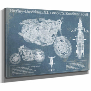 Harley-Davidson XL 1200 CX Roadster 2018 Blueprint Motorcycle Patent Print