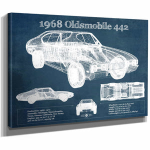 1968 Oldsmobile 442 Vintage Blueprint Auto Print