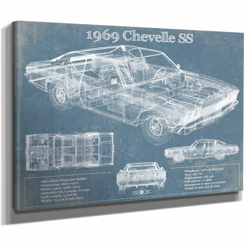 1969 Chevrolet Chevelle SS Original Blueprint Art