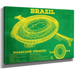 Brazil National Football Team Vintage MaracanÃ£ Stadium Soccer Print