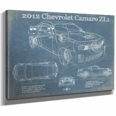 Chevy Camaro ZL1 2012 Vintage Blueprint Auto Print