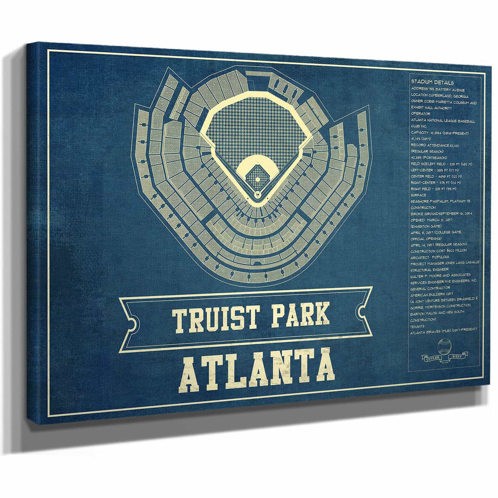 Turner Field - Atlanta Braves (MLB) Team Color Vintage Baseball Print