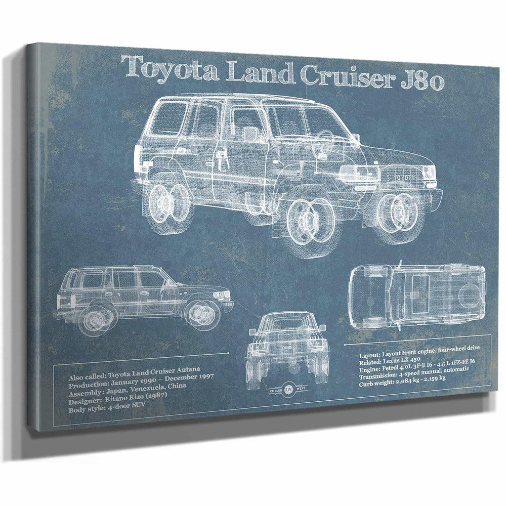 Toyota Land Cruiser J80 Blueprint Vintage Auto Print