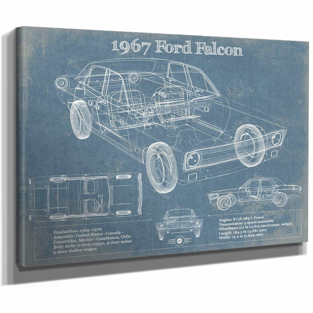 1967 Ford Falcon Coupe Blueprint Vintage Auto Print