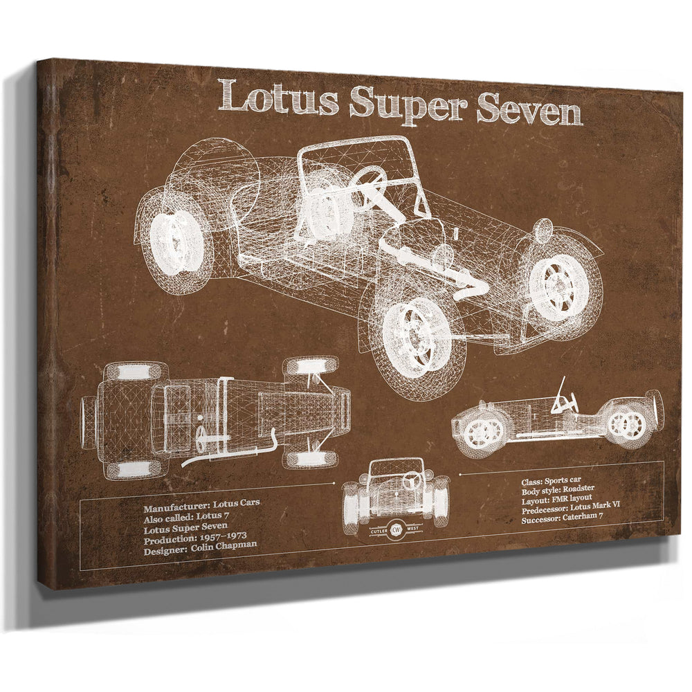 Lotus Super Seven Blueprint Vintage Auto Print
