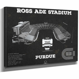 Purdue Boilermakers - Ross-Ade Vintage Football Stadium Blueprint Art Print