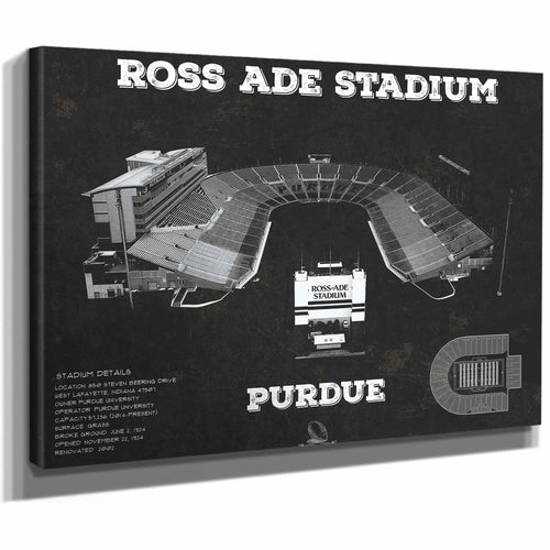 Purdue Boilermakers - Ross-Ade Vintage Football Stadium Blueprint Art Print