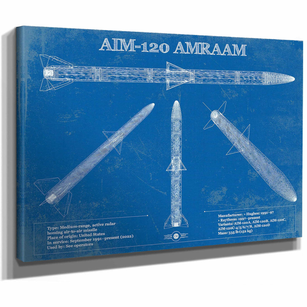 AIM-120 AMRAAM Blueprint Vintage Missile Print