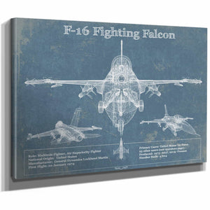 F-16 Aircraft Patent Blueprint Original Military Wall Art
