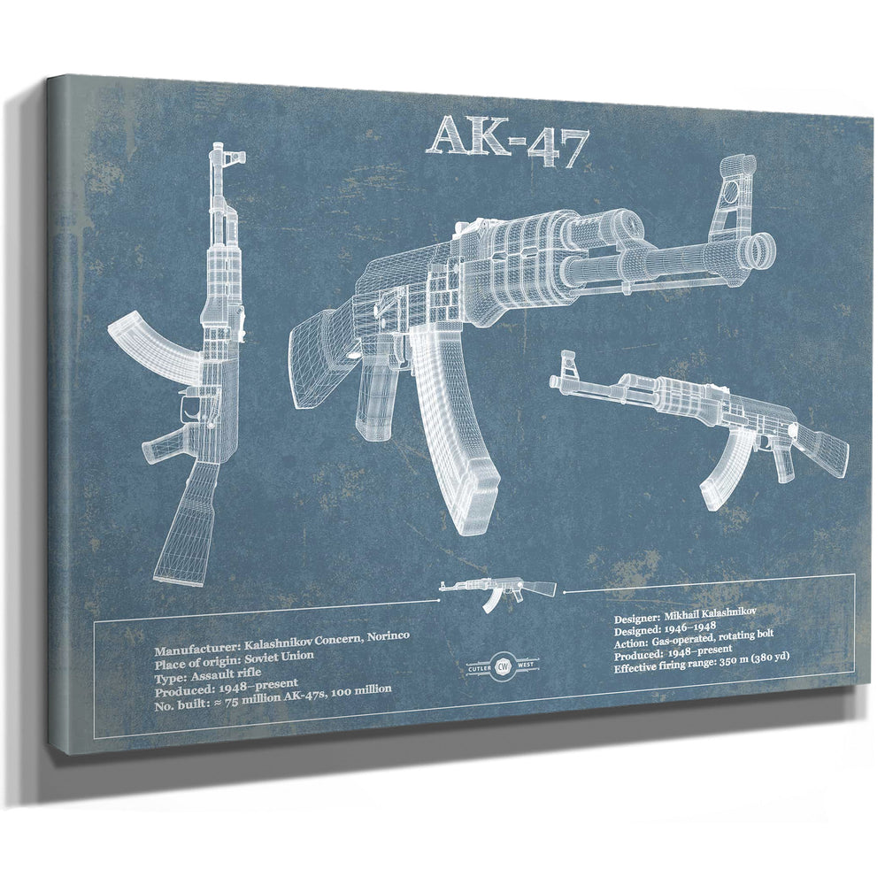 AK-47 Blueprint Vintage Gun Print
