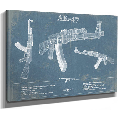 AK-47 Blueprint Vintage Gun Print