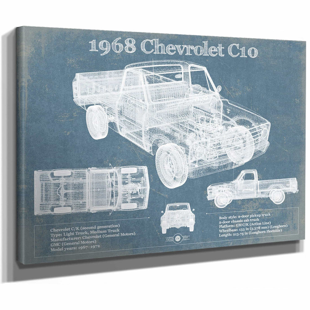 1968 Chevrolet C10 Pickup Fleet Side Truck Vintage Blueprint