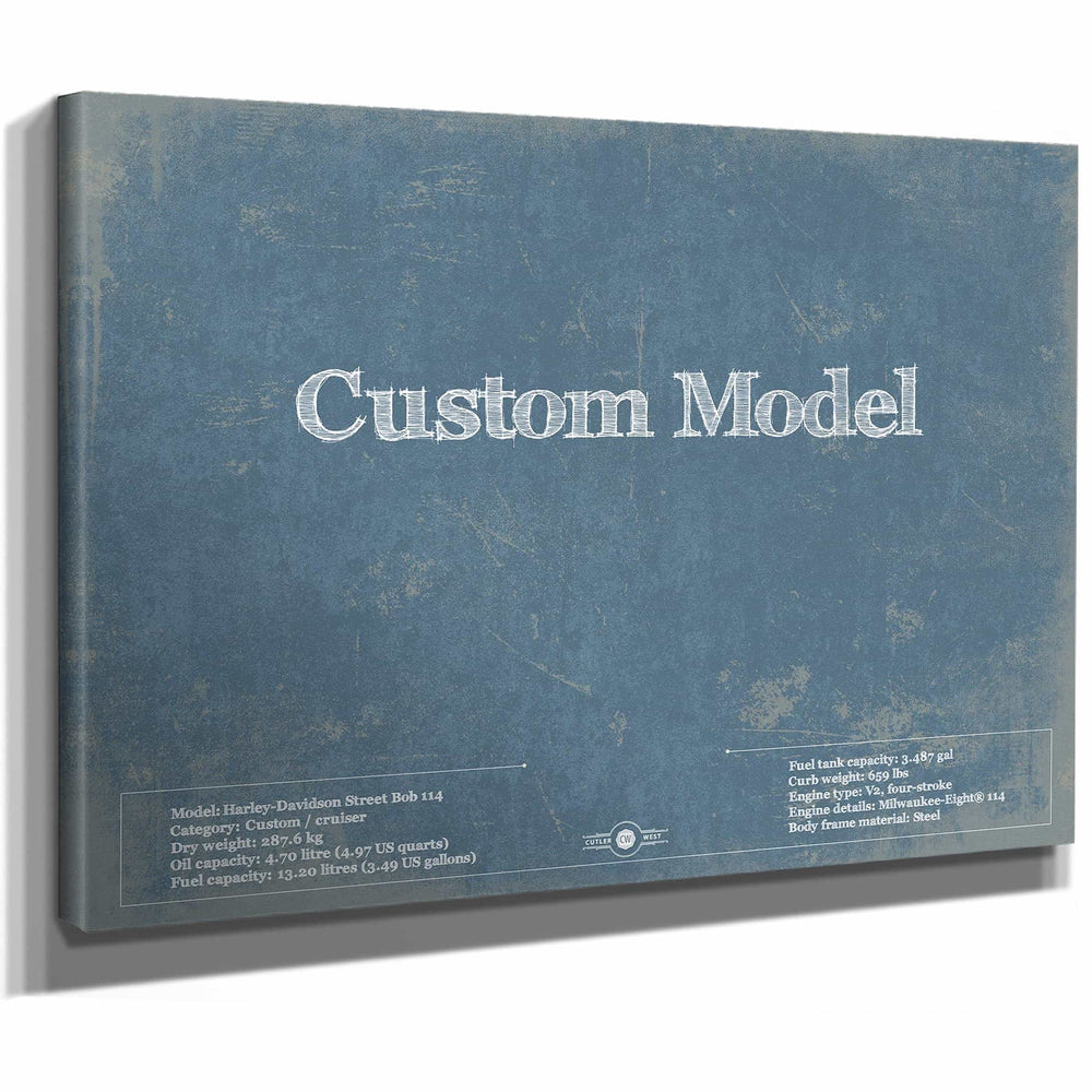 Custom Model Print, Gifts for Him, Original Blueprint Canvas, Framed, or Unframed Art