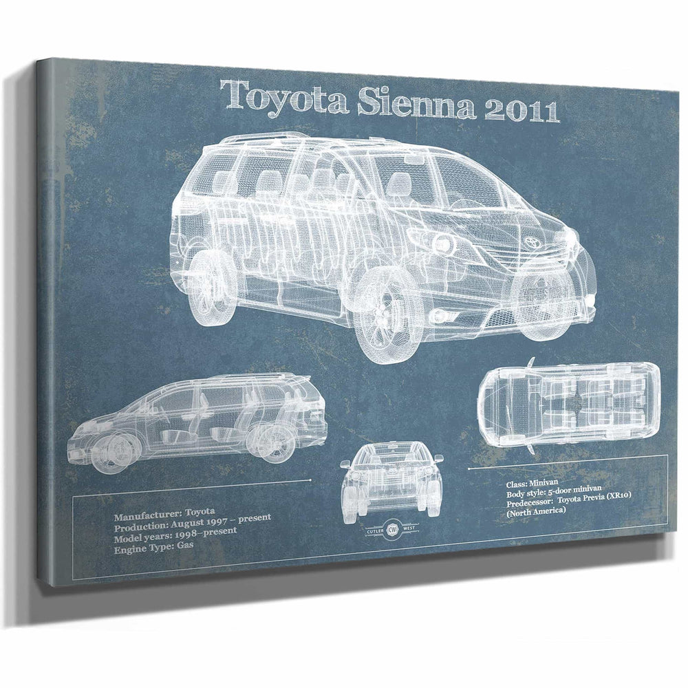 Toyota Sienna 2011 Blueprint Vintage Auto Print