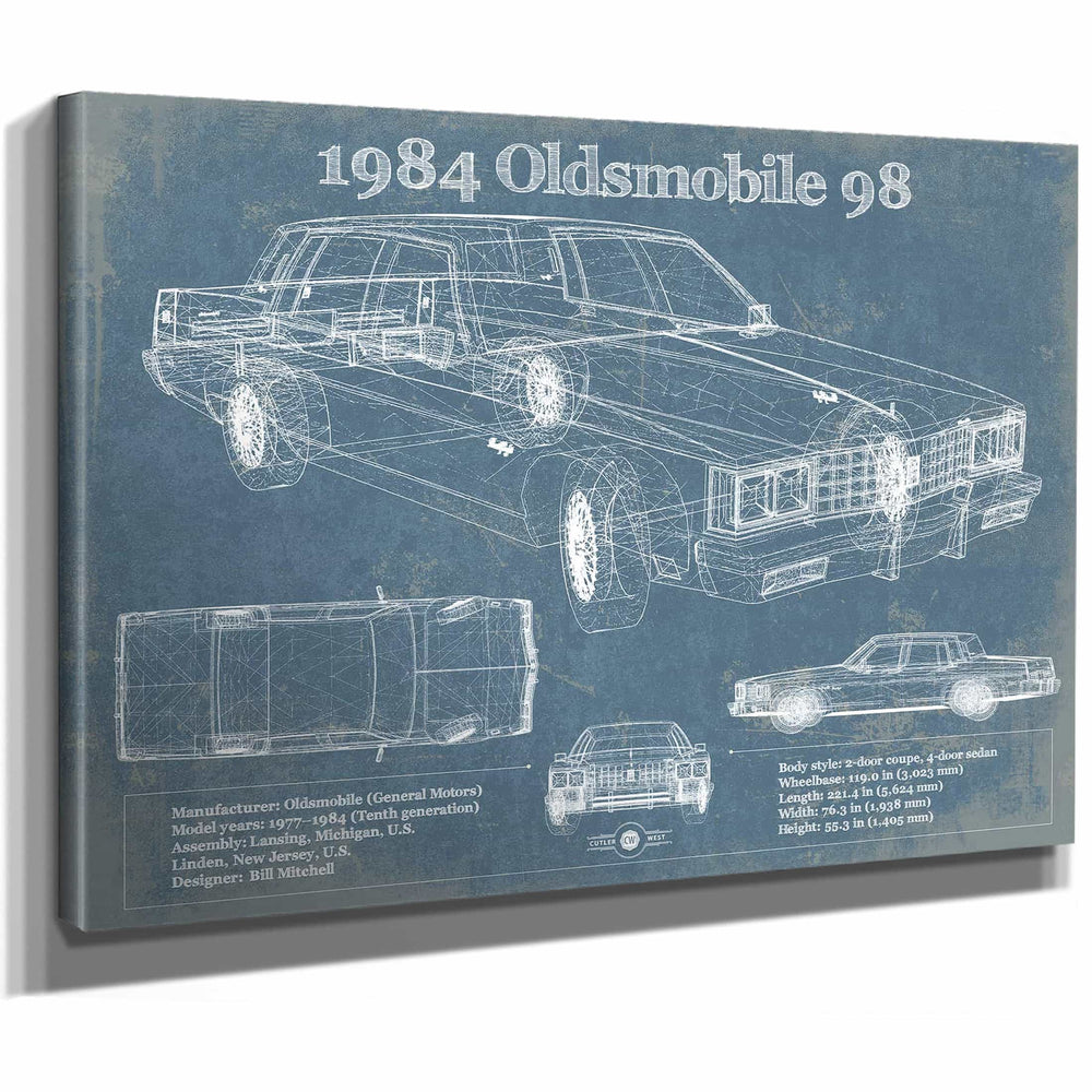 1984 Oldsmobile 98 Vintage Blueprint Auto Print
