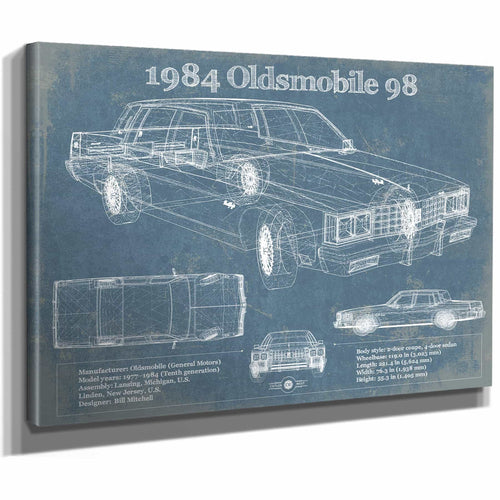 1984 Oldsmobile 98 Vintage Blueprint Auto Print