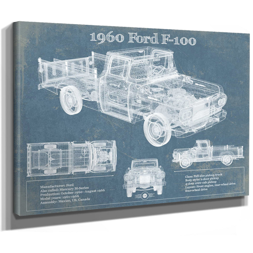 1960 Ford F-100 Blueprint Vintage Auto Print