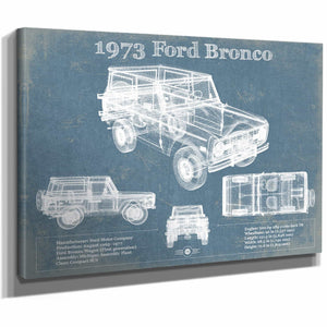 1973 Ford Bronco Vintage Blueprint Auto Print