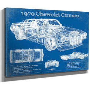 1970 Chevrolet Split Bumper Camaro Blueprint Vintage Auto Patent Print