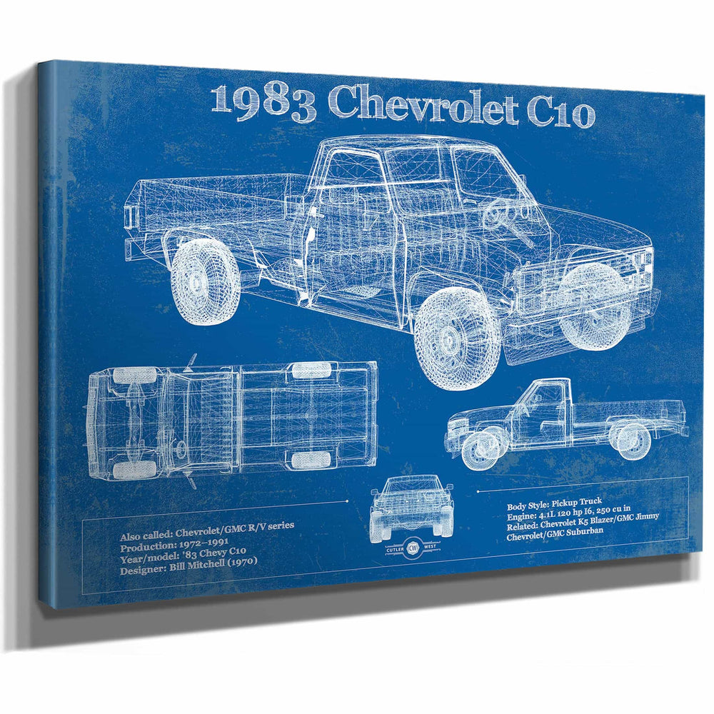 1983 Chevrolet C10 - Third generation (Rounded Line) - Vintage Blueprint Auto Print