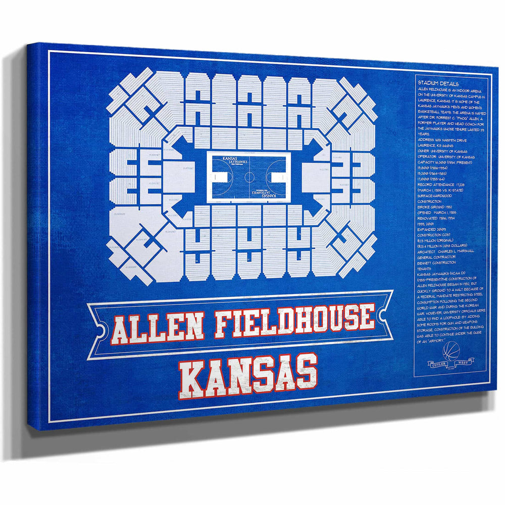 Kansas Jayhawks - Allen Fieldhouse Seating Chart - College Basketball Blueprint Team Color Art
