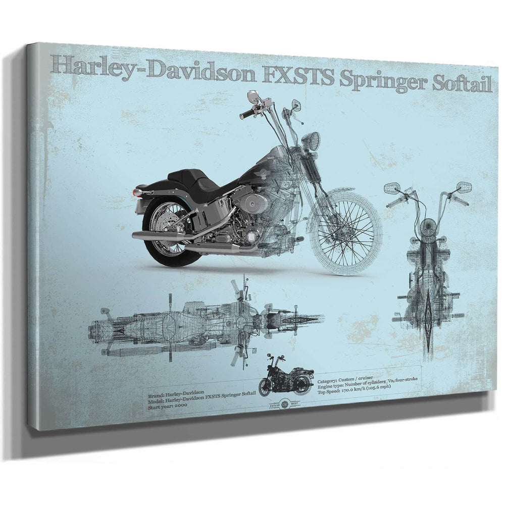 Harley-Davidson FXSTS Springer Softail Blueprint Motorcycle Patent Print