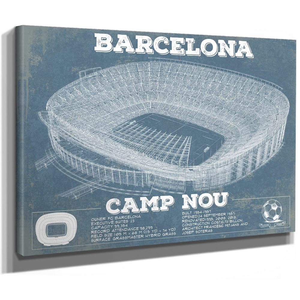 Vintage FC Barcelona Camp Nou Stadium Soccer Print