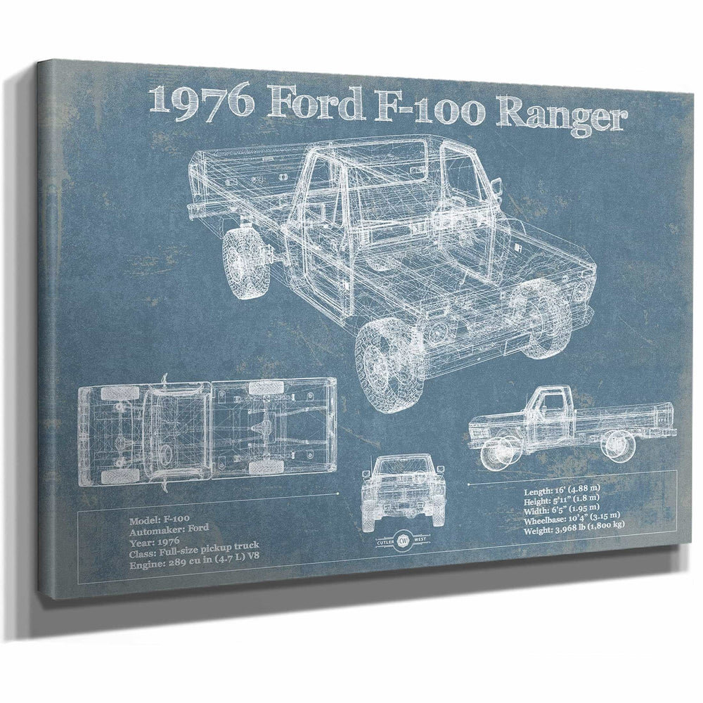 1976 Ford F-100 Ranger Blueprint Vintage Auto Print