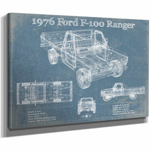1976 Ford F-100 Ranger Blueprint Vintage Auto Print