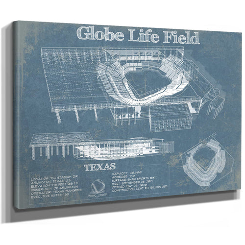 Texas Rangers -  Globe Life Field Vintage Stadium Baseball Print