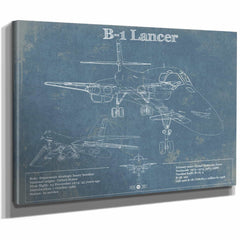B-1 Bomber Patent Blueprint Original Military Wall Art