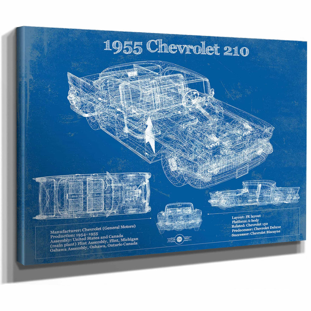 1955 Chevrolet 210 4 Door Sedan Vintage Blueprint Auto Print