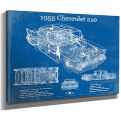 1955 Chevrolet 210 4 Door Sedan Vintage Blueprint Auto Print