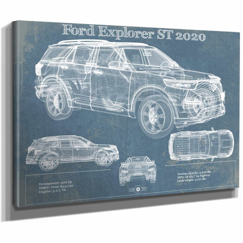 Ford Explorer ST 2020 Vintage Blueprint Auto Print