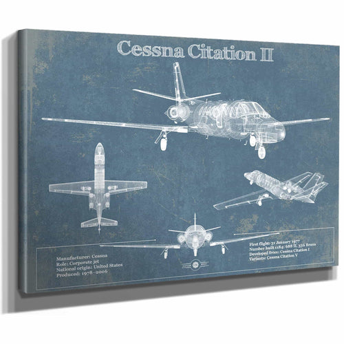 Cessna Citation CJ4 Vintage Blueprint Airplane Print