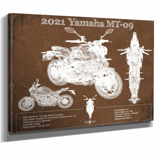 2021 Yamaha Mt 09 Vintage Blueprint Auto Print