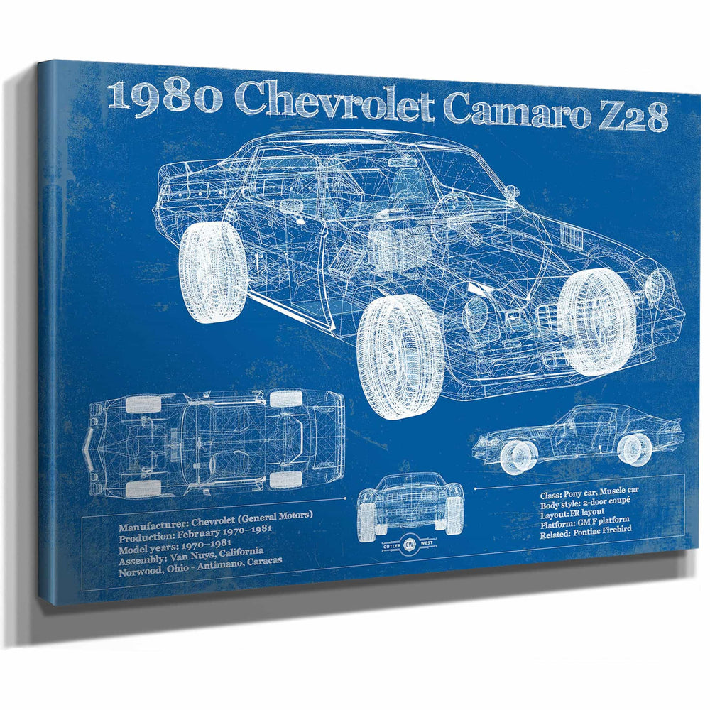 1980 Chevrolet Camaro Z28 Vintage Blueprint Auto Print